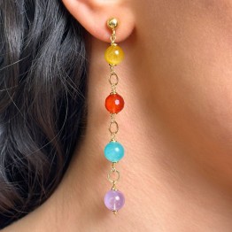 Multi-coloured Earrings 8 cm long