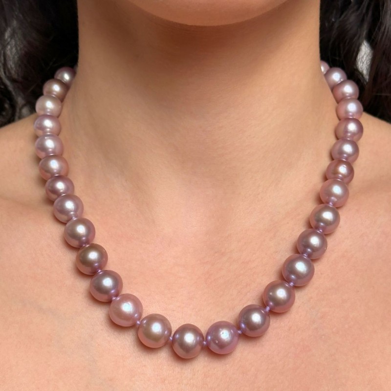 Collana di Perle Rosa Violetto Intenso