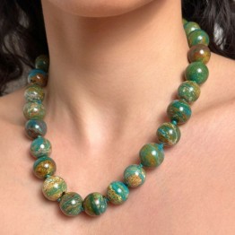 Blue Green Opal Necklace with Matrix