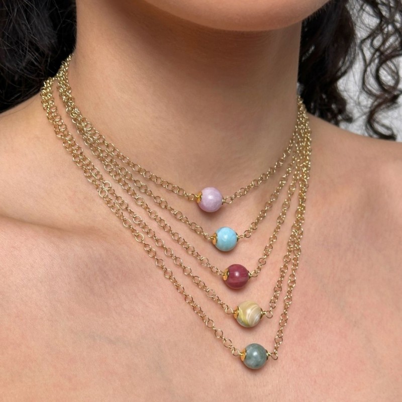 Collier con Sfera Centrale di Pietre Naturali ø 10 mm