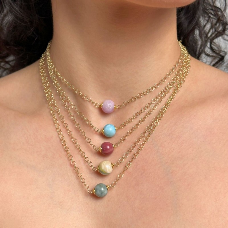 Collier con Sfera Centrale di Pietre Naturali ø 10 mm