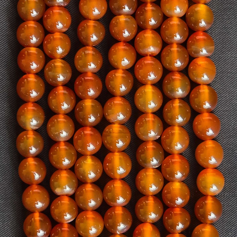 Filo di Agata Arancio Naturale Taglio Sferico Liscio ø 10/10,5 mm