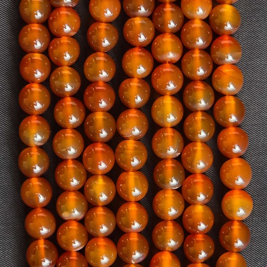 Filo di Agata Arancio Naturale Taglio Sferico Liscio ø 10/10,5 mm