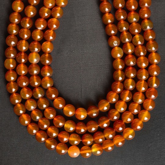 Strand of agate orange natural spherical cut Polished Ø 10 / 10.5 mm