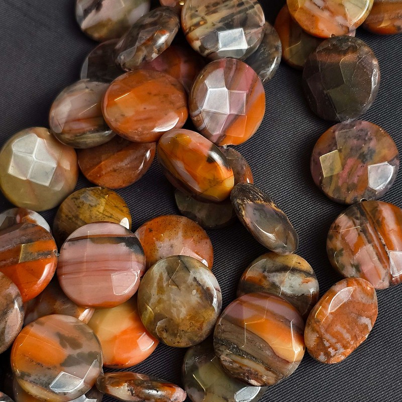 Filo di Diaspro Variegato Rosso/Brown Tondo Piatto