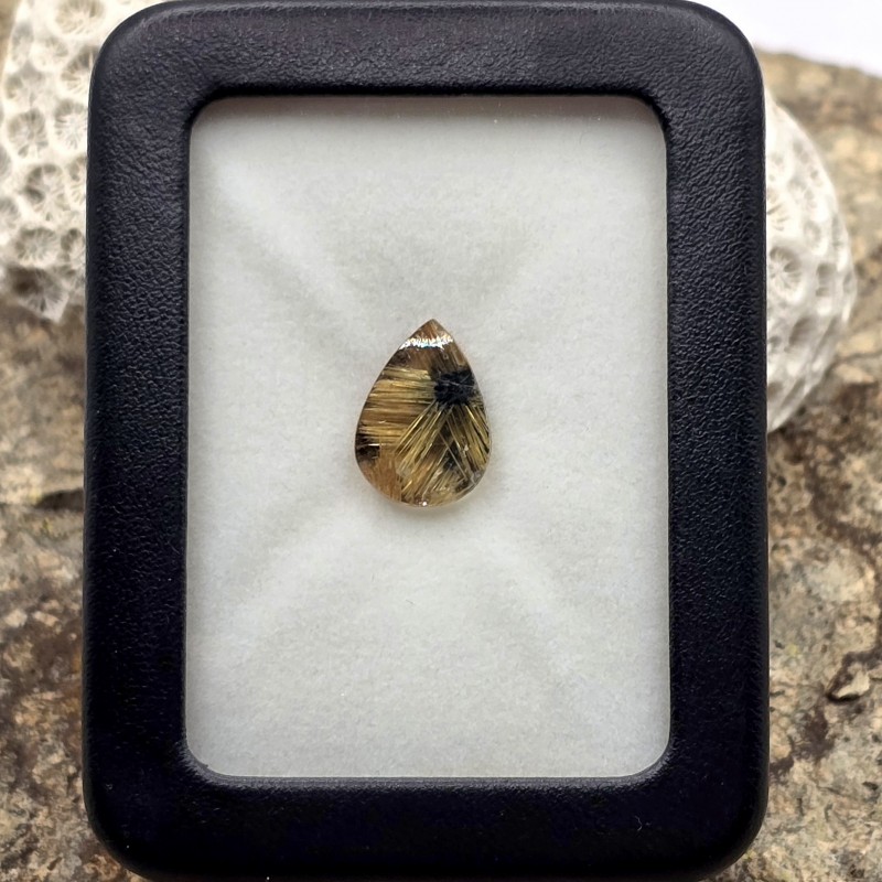 Pietra di Quarzo con Stella di Rutilo e Nucleo di Ematite 9,22 Ct.