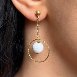 Earrings Pendants with White Agate