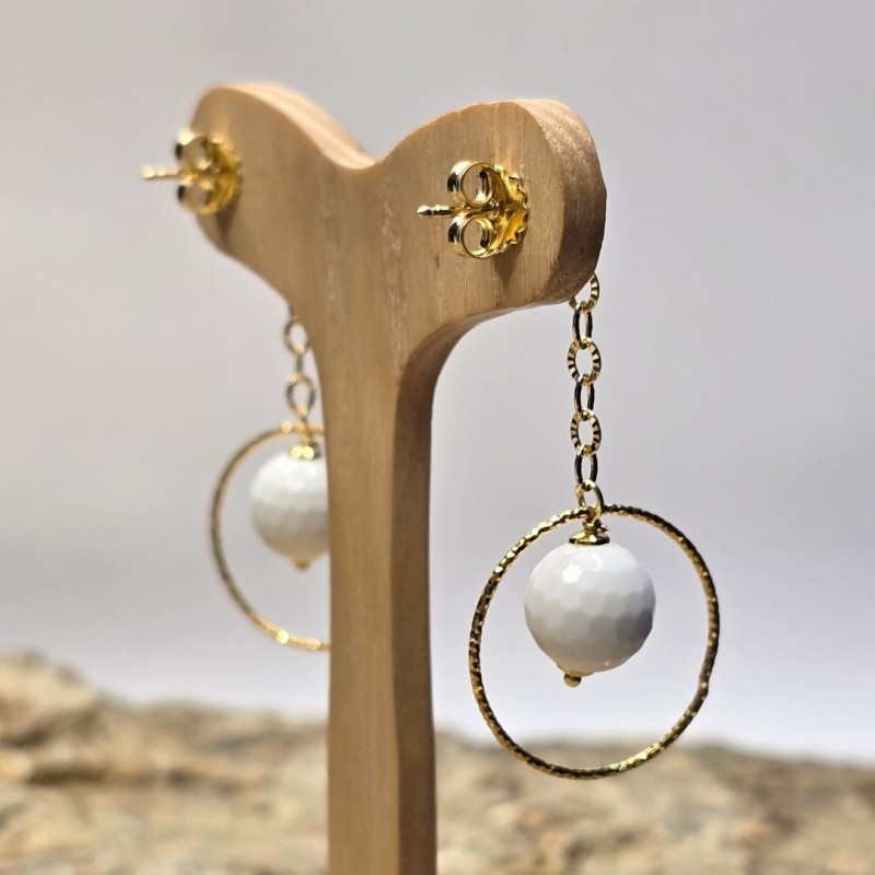 Earrings Pendants with White Agate