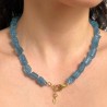 Collana di Acquamarina a Sasso Grezzo a Scalare ø 8,5/13 mm
