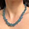 Collana di Acquamarina a Sasso Grezzo a Scalare ø 8,5/13 mm