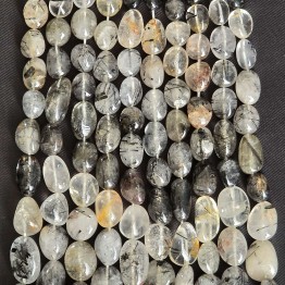 Thread of Tormalinated Quartz in Sasso ø 5/10 mm