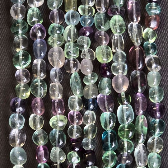 Filo di Fluorite Multicolore e Multisfumatura a Sassolino ø 6/8 mm