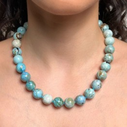 Blue Opal Crew Necklace with Matrix