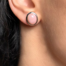 Earrings with Opale Rosa Cabochon Oval