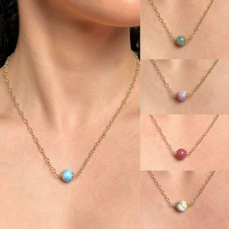 Collier con Sfera Centrale di Pietre Naturali ø 10 mm (a scelta)