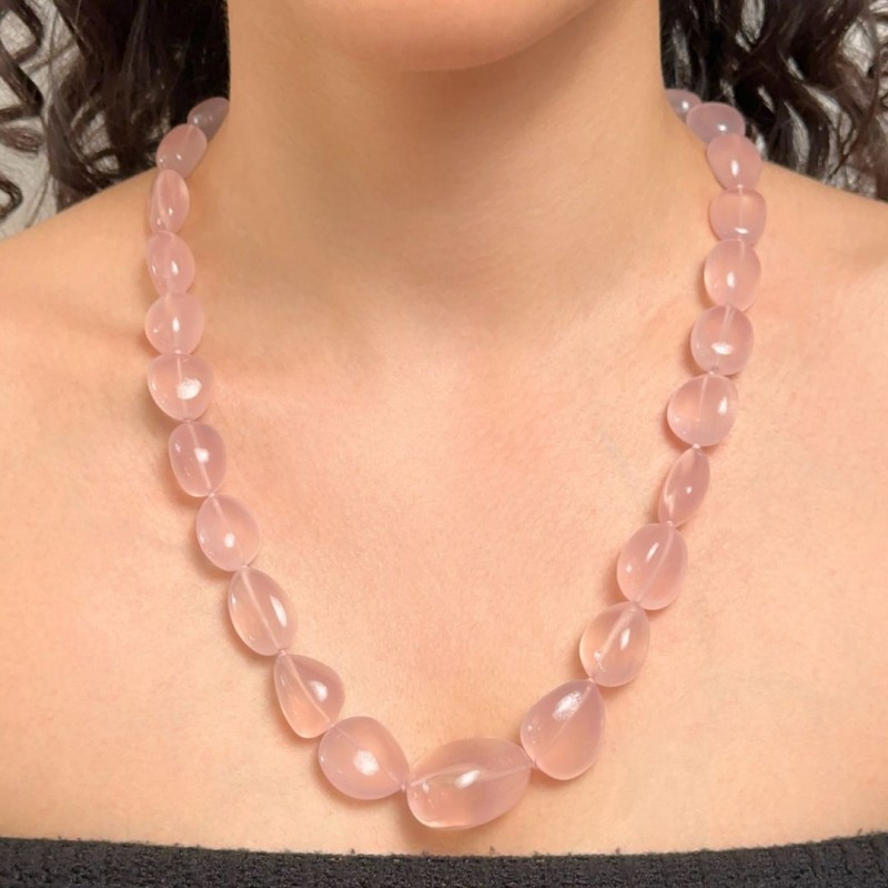 Collana di Quarzo Rosa a Sasso Scalare ø 9,5/20 mm