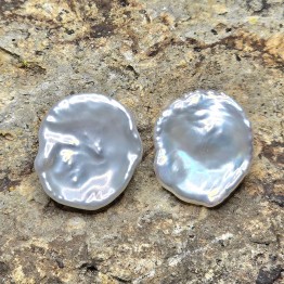 Pair of pearls Keshi Bianche ø 18x16 mm