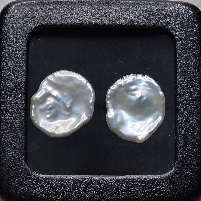 Pair of pearls Keshi Bianche ø 18x16 mm