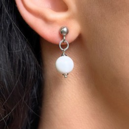 White Agate Pendant Earrings