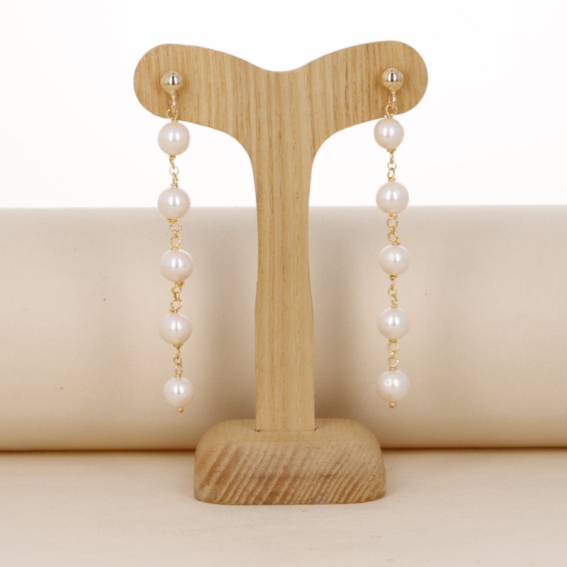 Earrings with 5 Semiround Pearls
