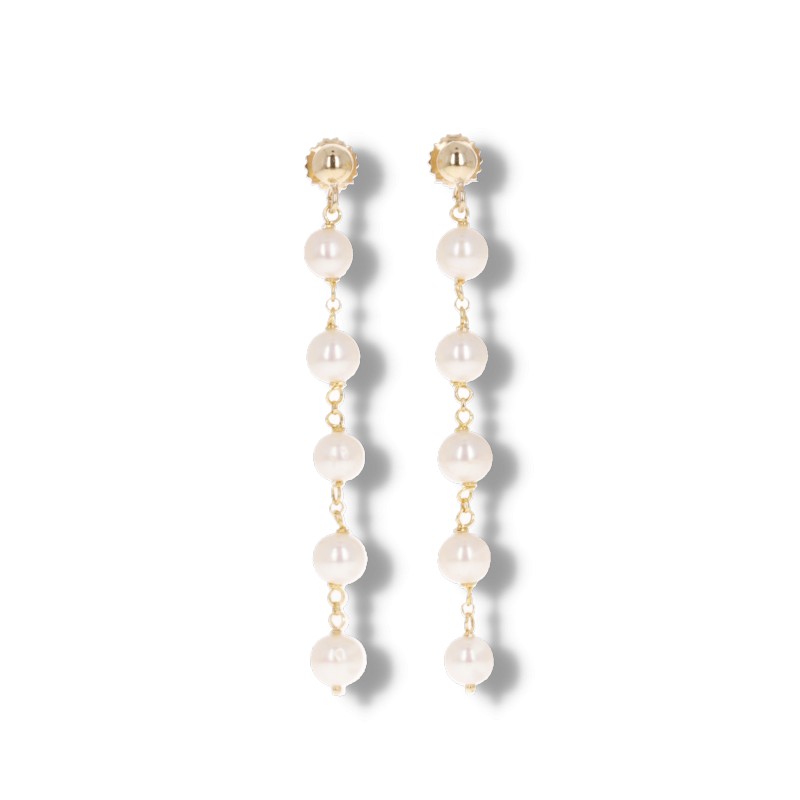 Earrings with 5 Semiround Pearls