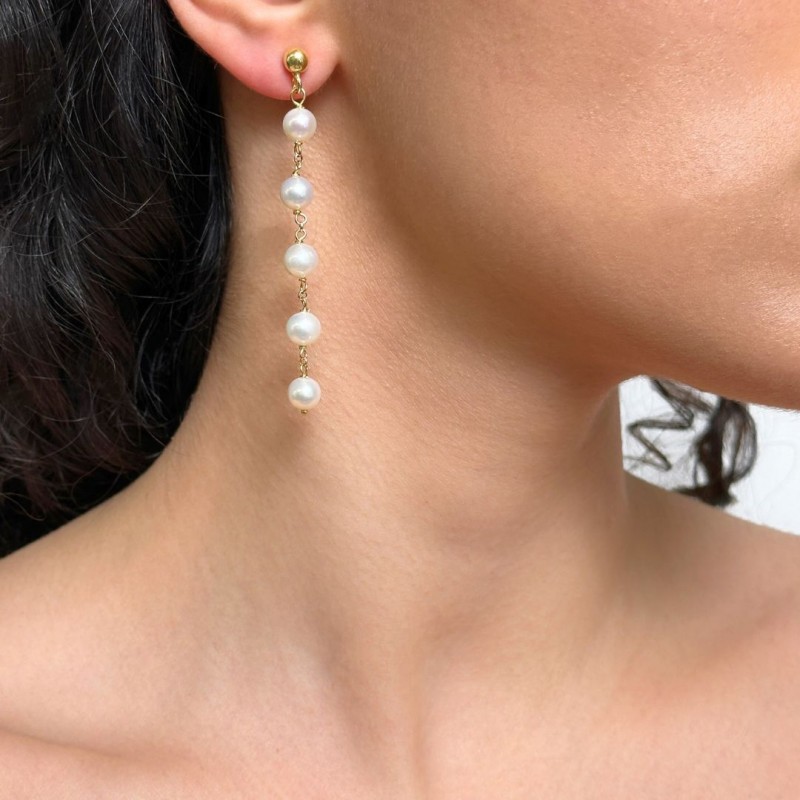 Earrings with 5 Semiround Pearls