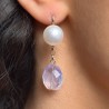 Pearl and Lavender Quartz Earrings
