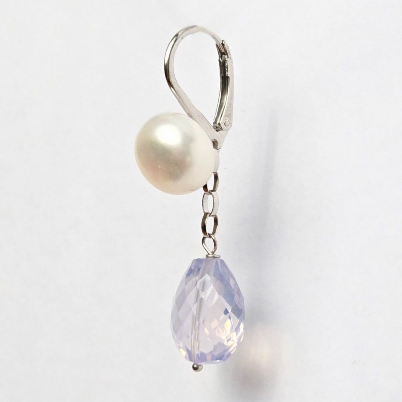 Pearl and Lavender Quartz Earrings