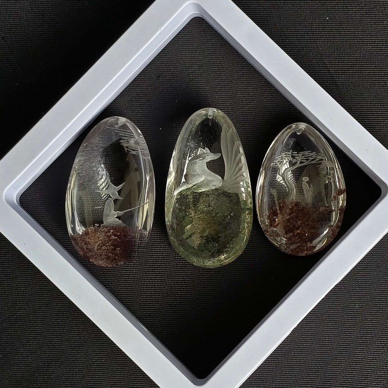 Offer 3 quartz stones with Lodolite Retraincise 338 ct.