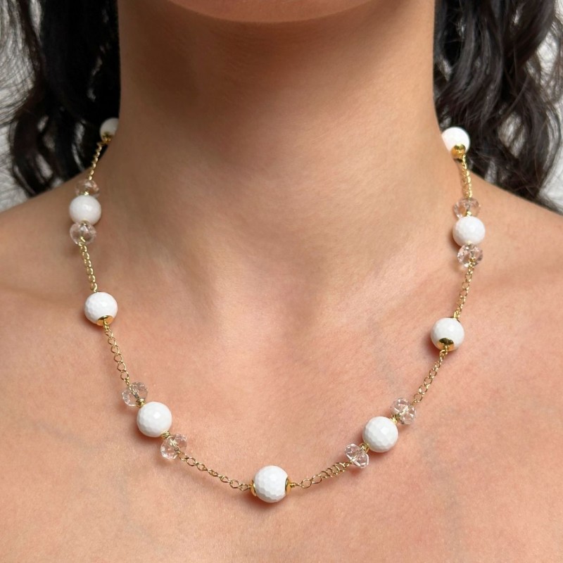 Collier with Agata Bianca and Quarzo Ialino
