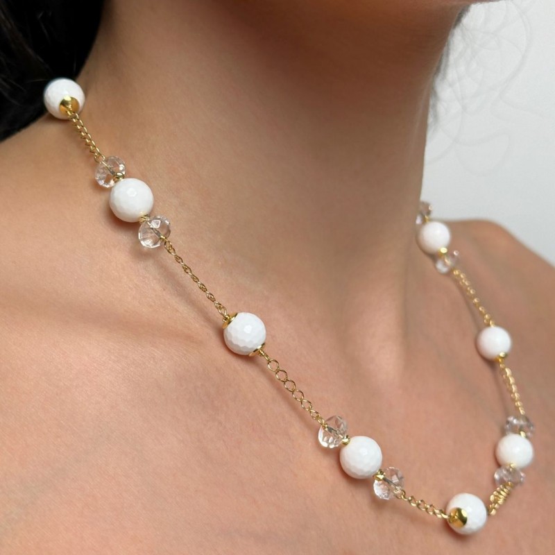 Collier with Agata Bianca and Quarzo Ialino