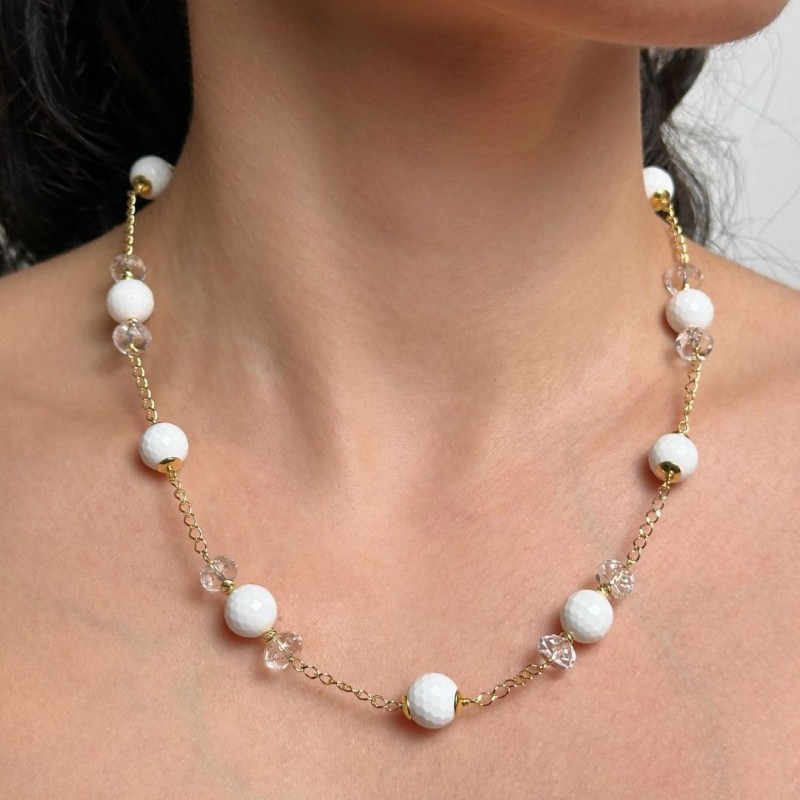 Collier with Agata Bianca and Quarzo Ialino