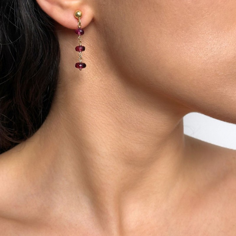 Earrings in Rosario with Rhone Granate 9 Ct.