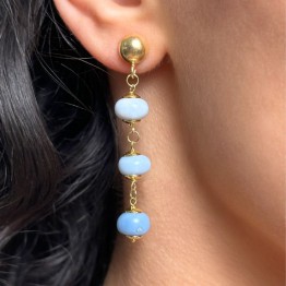 Earrings in Rosario with Opale Blu in Rondella