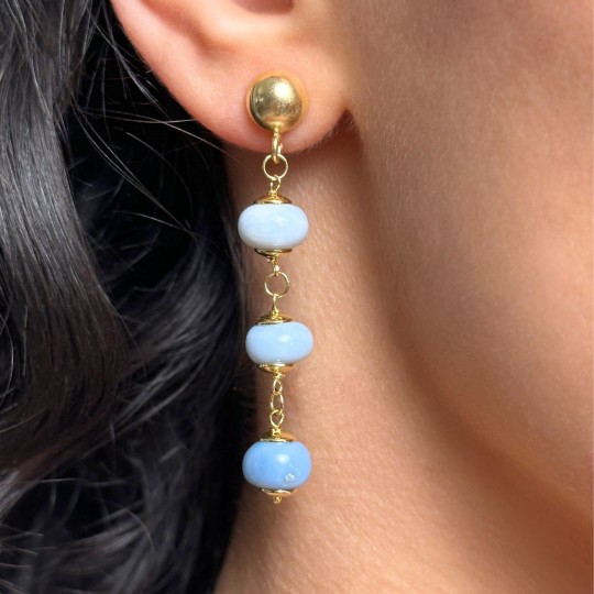 Earrings in Rosario with Opale Blu in Rondella