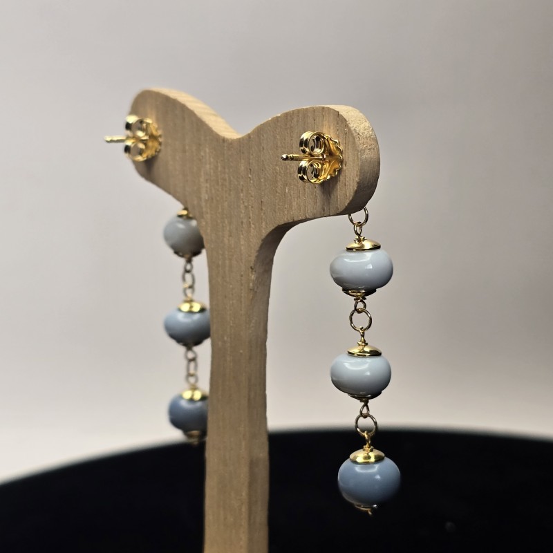 Earrings in Rosario with Opale Blu in Rondella
