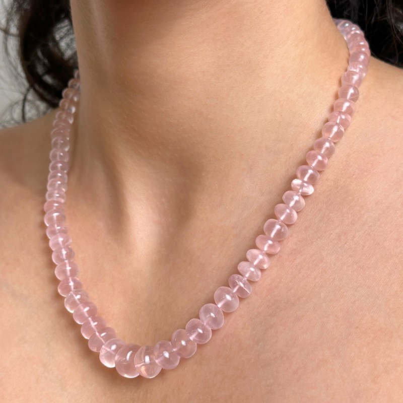 Collana di Quarzo Rosa a Rondella 180 Ct.