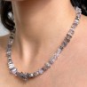 Necklace with Biterminated Hyal Quartz with Inclusions