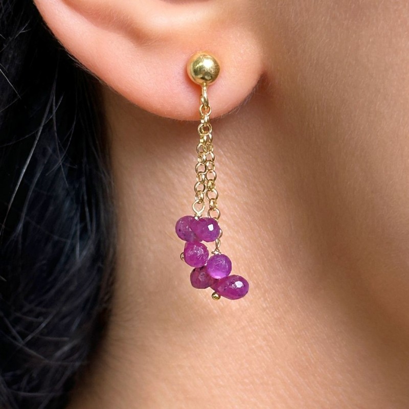 Ruby Waterfall Earrings with Asterism