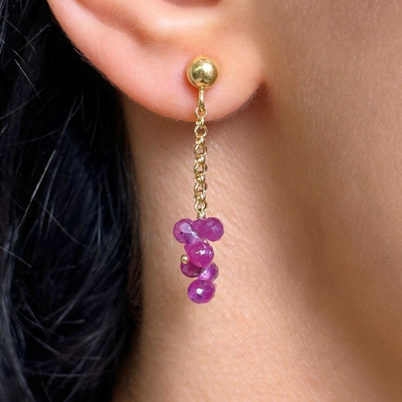 Ruby Waterfall Earrings with Asterism
