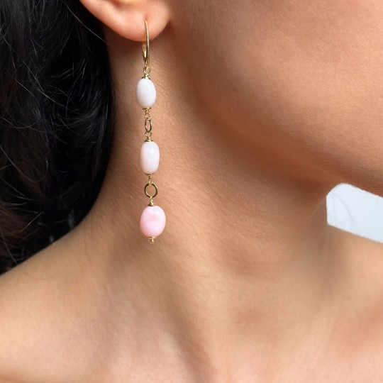 Earrings in Rosario with Opale Rosa in Sasso