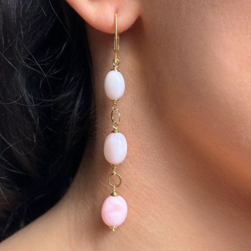 Earrings in Rosario with Opale Rosa in Sasso