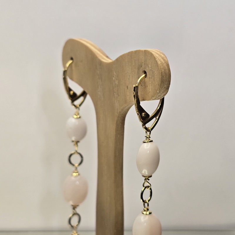 Earrings in Rosario with Opale Rosa in Sasso