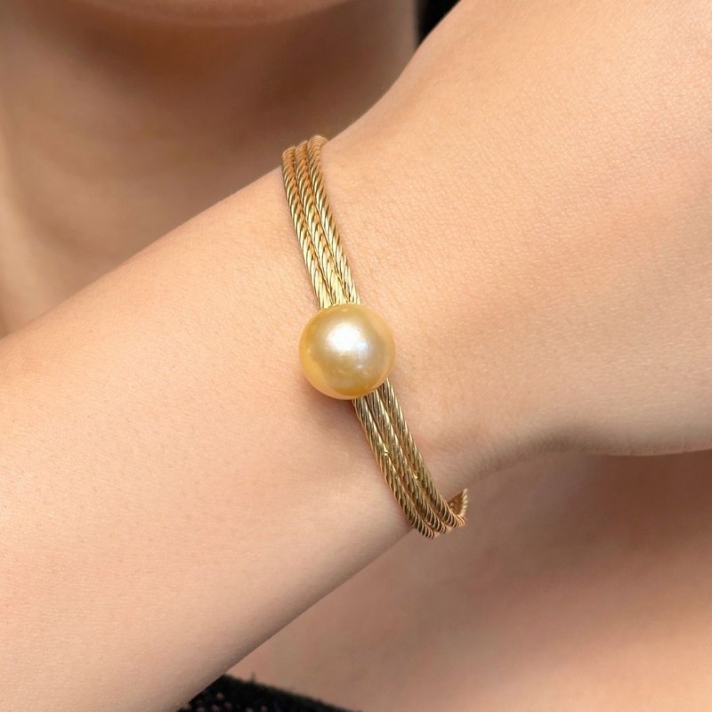 Bracelet in Silver 925‰ Golden with Australian Pearl