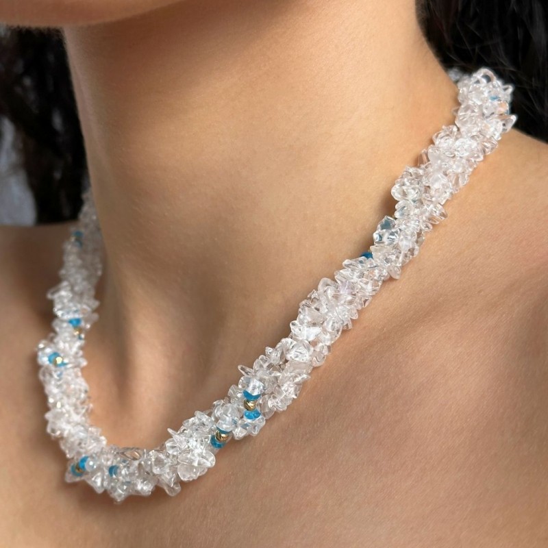 Torchon to 3 Strands with Hyal Quartz and Apatitis