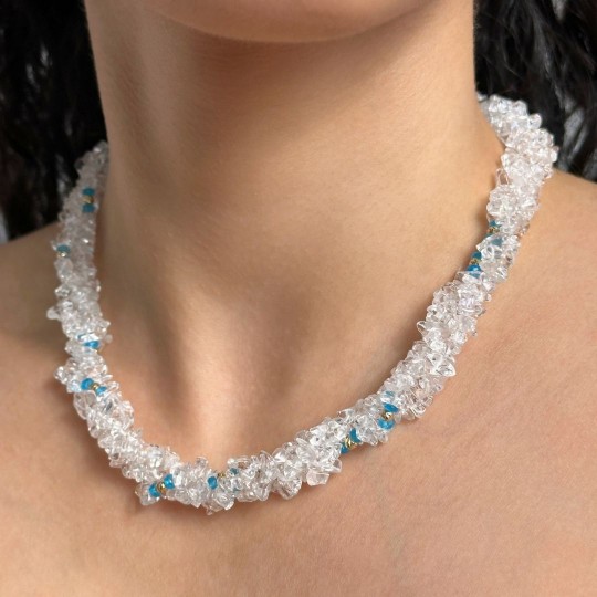 Torchon to 3 Strands with Hyal Quartz and Apatitis