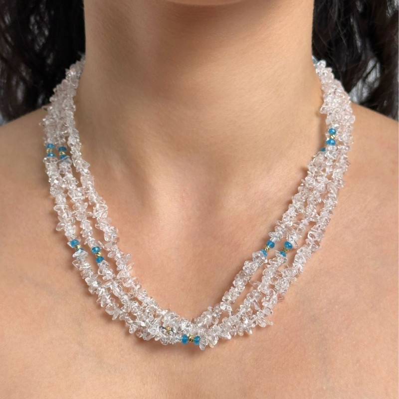 Torchon to 3 Strands with Hyal Quartz and Apatitis