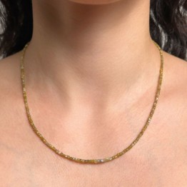 Yellow/Green Diamond Necklace in Cubetto