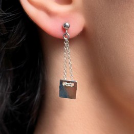 Orecchini in Argento 925‰ con Lastrina Rettangolare