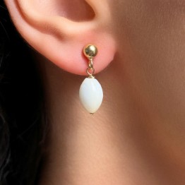 Orecchini di Madreperla Bianca Ovale